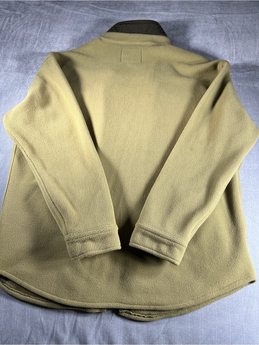 American Eagle Heavyweight Fleece Shacket Snap Jacket Khaki Olive Men’s Large - Picture 4 of 9